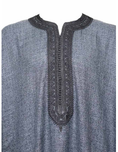 Djellaba pour homme à manches courtes, gris bleuté chiné 2