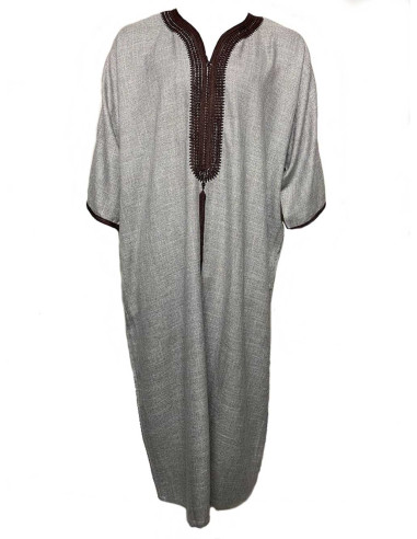 Djellaba pour homme à manches courtes, gris...