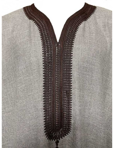 Djellaba pour homme à manches courtes, gris...