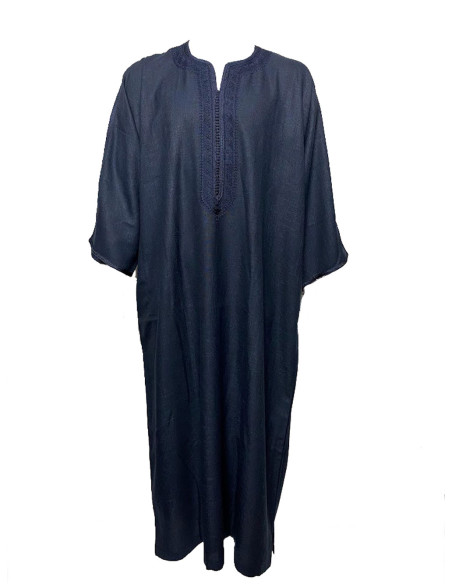 Men's short-sleeve djellaba, midnight blue
