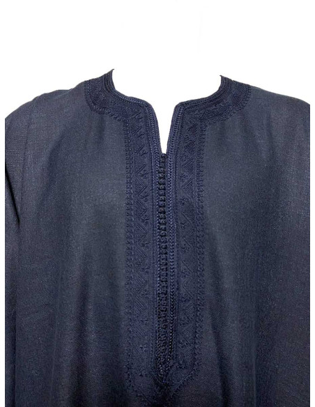 Men's short-sleeve djellaba, midnight blue