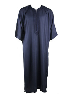 Djellaba pour homme à manches courtes, bleu marine