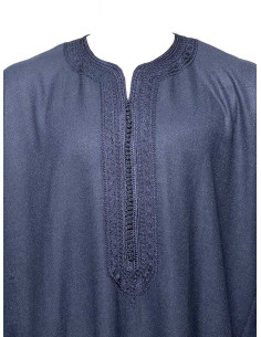 Djellaba pour homme à manches courtes, bleu marine 2