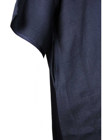 Djellaba pour homme à manches courtes, bleu marine