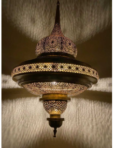 Moroccan Gold Openwork Copper Chandelier Abra, 35 in