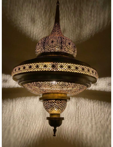 Moroccan Gold Openwork Copper Chandelier Abra,...