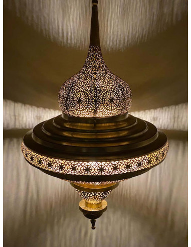 Moroccan Gold Openwork Copper Chandelier Abra,...