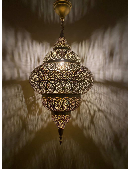 Lustre marocain en cuivre doré Halazouna, 32 po