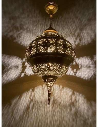 Moroccan Gold Copper Chandelier Diamond TGT, 36 in