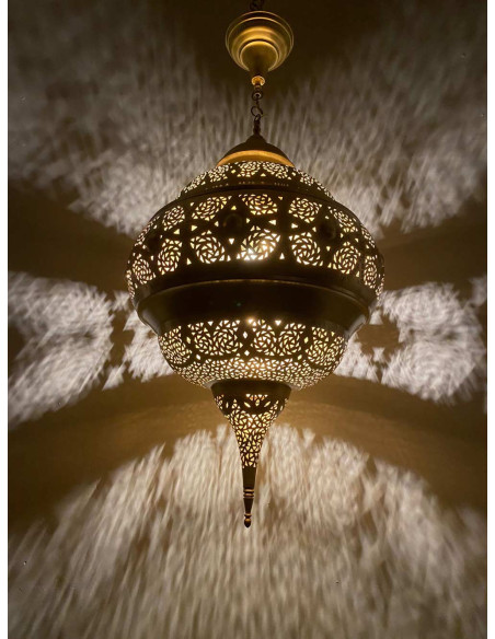 Moroccan Gold Copper Chandelier Diamond TGT, 36 in