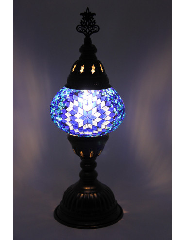Turkish Lamp, Blue Mosaic, 13 in