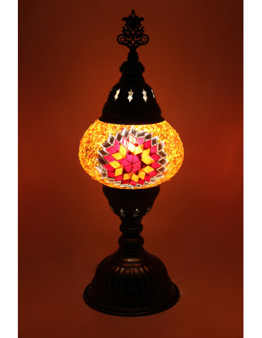 Turkish Mosaic Lamp with a red rosette on...