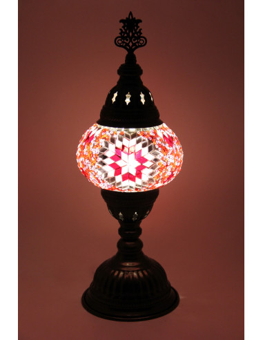 Lampe turque en mosaïque rose, 13 po