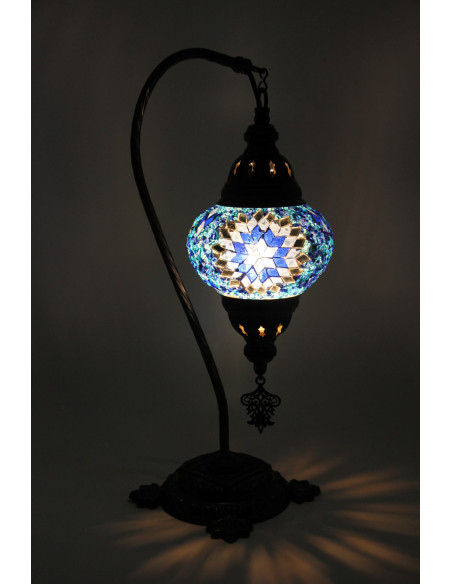 Turkish Lamp, Sky Blue Mosaic, 17 in