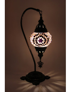 Turkish Purple Mosaic Gooseneck Lamp with a black and...