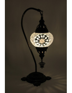 Turkish Mosaic Gooseneck Lamp in white, 17 in