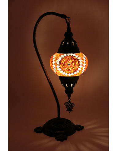 Turkish Mosaic Gooseneck Lamp in red and white,...