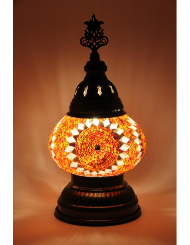 Turkish Lamp, Orange Mosaic, 11 in