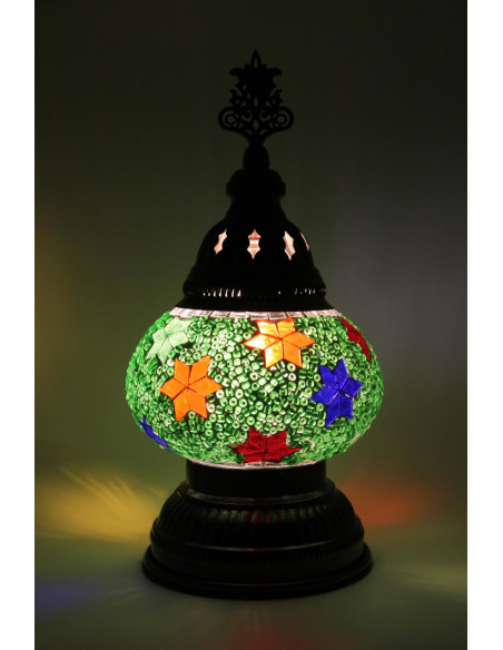 Lampe turque en mosaïque multicolore à étoiles, 11 po