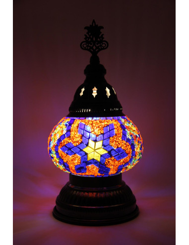 Lampe turque en mosaïque à étoile jaune sur...