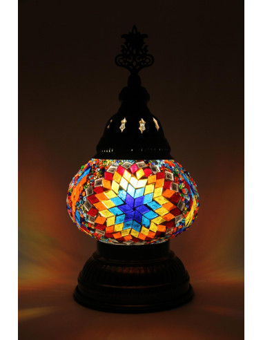 Lampe turque en mosaïque à soleil arc-en-ciel,...