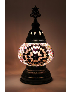 Lampe turque en mosaïque mauve, 11 po