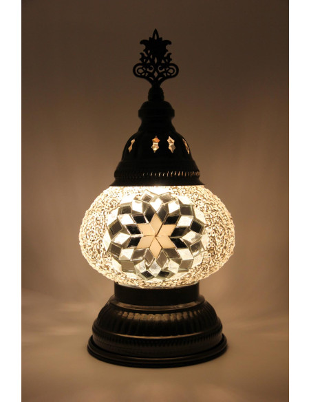 Turkish Lamp, White Mosaic, 11 in