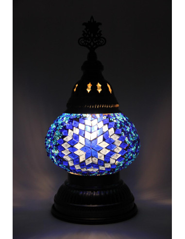 Turkish Lamp, Blue and White Mosaic, 11 in