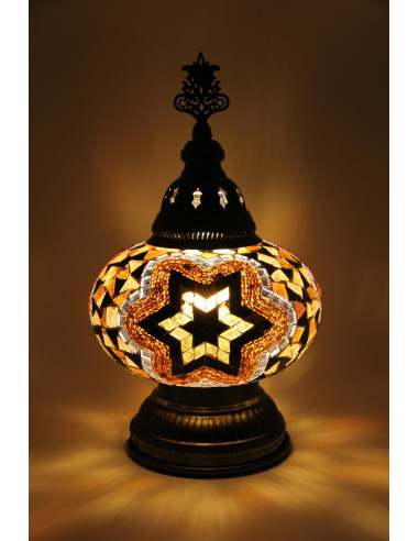Turkish Brown Mosaic Lamp with a large black...