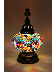 Lampe turque en mosaïque à rayures colorées, 11 po