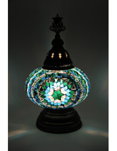 Lampe turque en mosaïque turquoise, 11 po