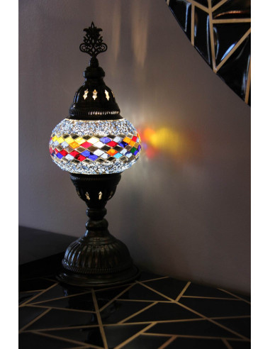 Turkish Mosaic Lamp with a band of colorful...