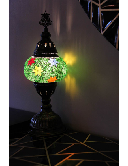 Turkish Lamp, Multicolor Star Pattern Mosaic, 13 in