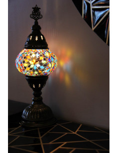 Lampe turque en mosaïque à petits losanges bleus et... 2