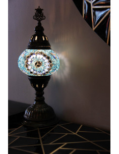 Lampe turque en mosaïque turquoise à étoile bleu foncé,... 2