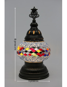 Turkish Mosaic Lamp with a band of red diamonds, 11 in 2