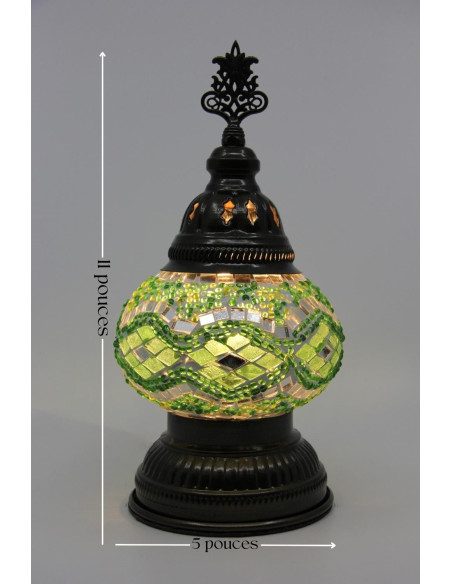 Lampe de table en mosaïque de verre, verte – 11 po (MB2 basse)