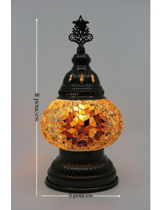 Turkish Brown Mosaic Lamp with an amber rosette, 11 in 2