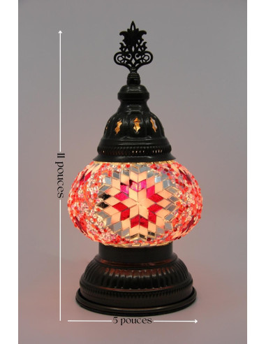 Lampe turque en mosaïque rose, 11 po