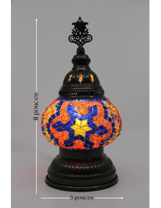 Turkish Mosaic Lamp with a yellow star on purple, 11 in 2