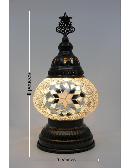 Turkish Lamp, White Mosaic, 11 in