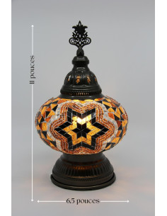 Lampe turque en mosaïque brune à grande étoile noire et... 2