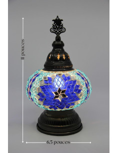 Turkish Mosaic Lamp with a blue and turquoise star, 11 in 2