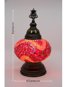 Turkish Pink Mosaic Lamp with a wave, 11 in 2