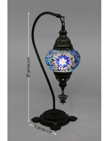 Turkish Lamp, Sky Blue Mosaic, 17 in