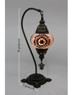 Lampe turque col de cygne en mosaïque mauve à damier noir... 2