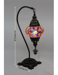 Lampe turque col de cygne en mosaïque violet et orange,... 2