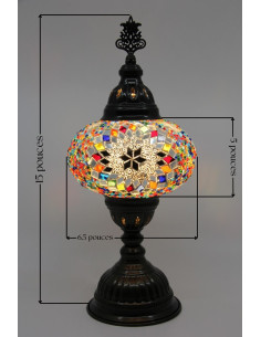 Lampe turque en mosaïque à rosace blanche, 15 po 2