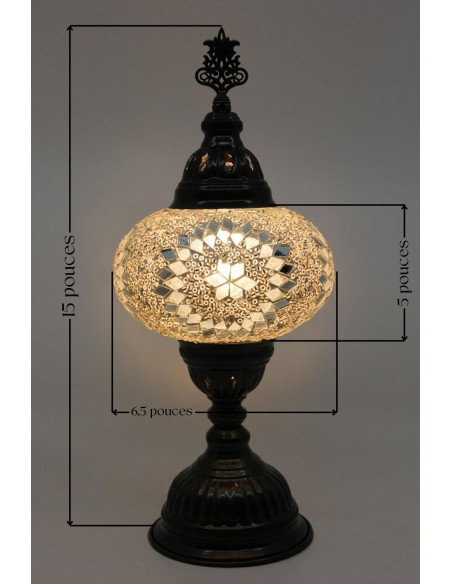 Turkish Lamp, White Mosaic, 15 in