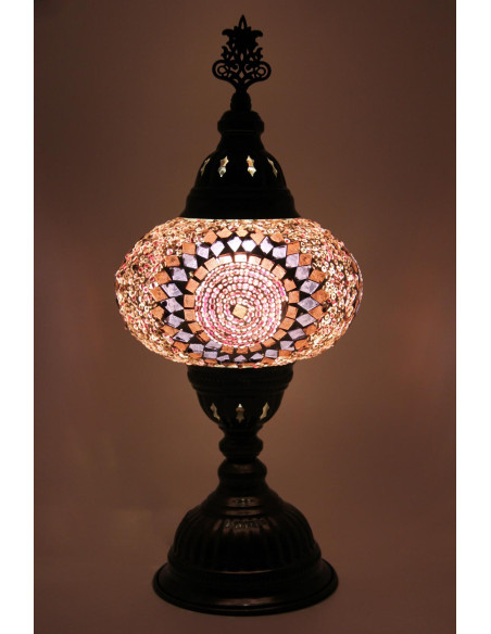 Lampe turque en mosaïque mauve, 15 po